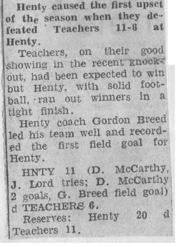1971 01 Teachers v Henty