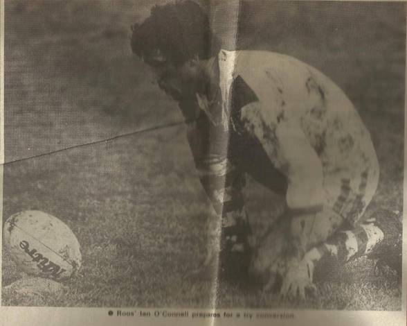 Ian OConnell kicking for goal for Roos